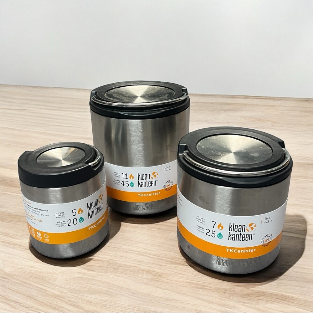 Klean Kanteen Stainless Steel TKCanister Food Container Trio (8, 16 & 32 oz)NWT